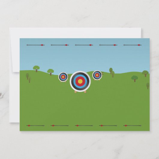 アーチェリーの誕生日の弓矢ターゲット写真の打撃 招待状 (裏面)