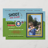 アーチェリーの誕生日の弓矢ターゲット写真の打撃 招待状 (正面/裏面)