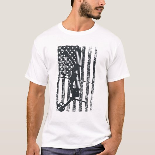 アーチェリーアメリカ国旗のヴィンテージギフト射手弓と Tシャツ (正面)