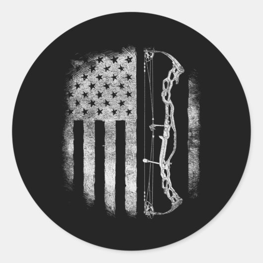 アーチェリーアメリカ国旗ヴィンテージメンズウィメンズアーチャー ラウンドシール (正面)