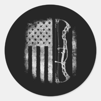 アーチェリーアメリカ国旗ヴィンテージメンズウィメンズアーチャー ラウンドシール