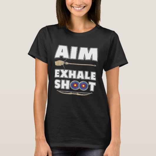 アーチェリーアローボウ狩りエイムエクスハールシュートおもしろい Tシャツ (正面)