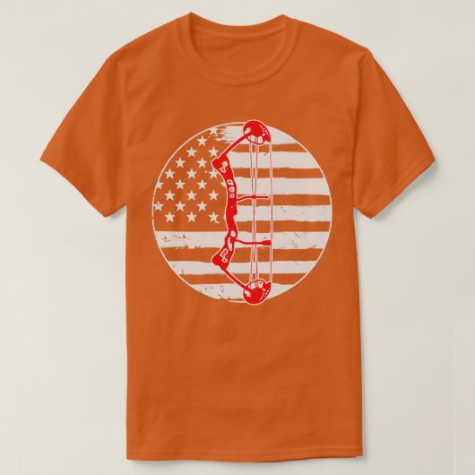 アーチェリーアーチャーUSAフラッグボウ Tシャツ (デザイン正面)