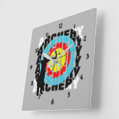 アーチェリーカッコいいスポーツタイポグラフィアーカーグラフィック スクエア壁時計 (傾斜)