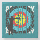 アーチェリーカッコいいスポーツタイポグラフィアーカーグラフィック ストーンコースター (正面)