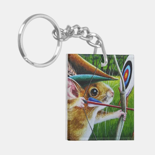 アーチェリーキャンプマウス弓矢印水彩画 キーホルダー (正面左)