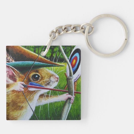 アーチェリーキャンプマウス弓矢印水彩画 キーホルダー (裏面)