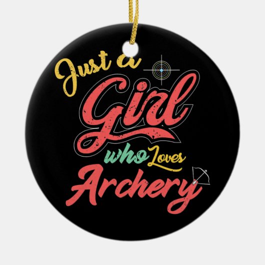 アーチェリーギフトが大好きな女の子 セラミックオーナメント (正面)