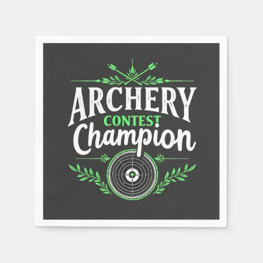 アーチェリーコンテスト優勝弓矢 スタンダードカクテルナプキン (正面)