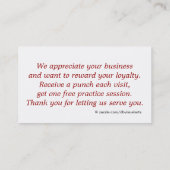 アーチェリーシュートレンジ – お客様のロイヤリティパンチカード ロイヤリティカード (裏面)