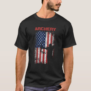 アーチェリースポーツレトロアメリカンフラッグアメリカUSAボウ Tシャツ