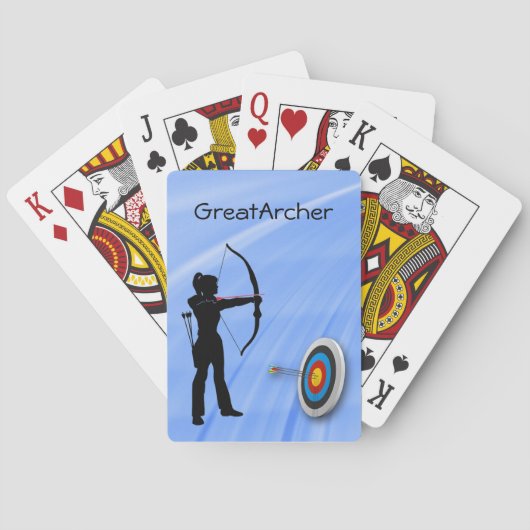 アーチェリースポーツ女射手とターゲットのパーソナライズ トランプ (裏面)