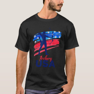 アーチェリースポーツ射手サポートチームフラグUSAアメリカ Tシャツ