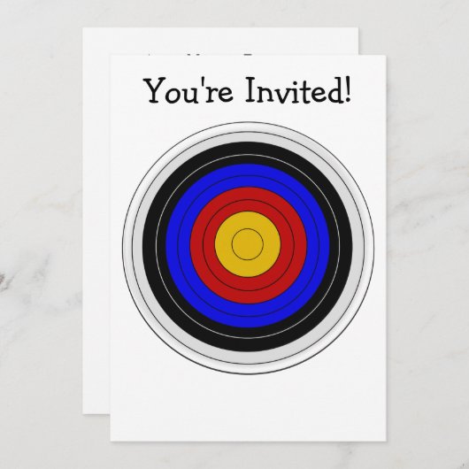 アーチェリーターゲットデザイン任意の大事な行事 招待状 (正面/裏面)