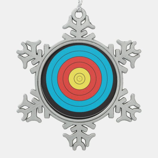 "アーチェリーターゲット"デザインギフトおよびプロダクト スノーフレークピューターオーナメント (正面)