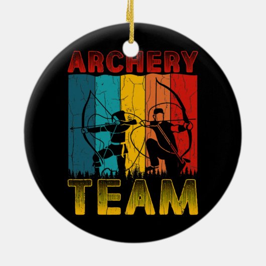 アーチェリーチームおもしろいアーチャーアローボウ狩り セラミックオーナメント (裏面)