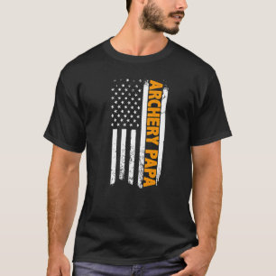 アーチェリーパパアメリカ国旗の父の日男達 Tシャツ