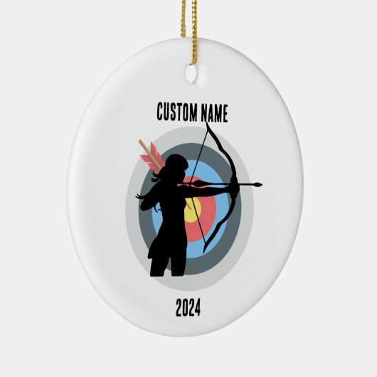 アーチェリーパーソナライズされたガールクリスマス飾り セラミックオーナメント (右)