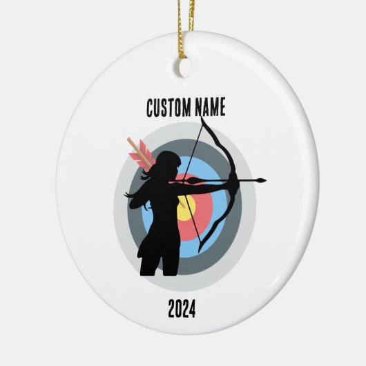 アーチェリーパーソナライズされたガールクリスマス飾り セラミックオーナメント (左)