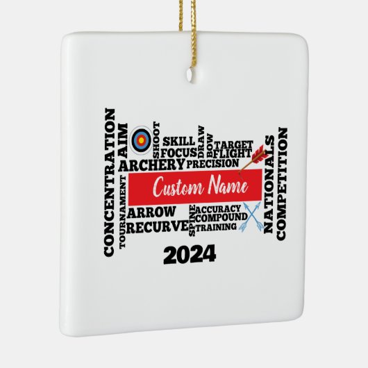 アーチェリーパーソナライズされたワードクラウドクリスマスオーナメント セラミックオーナメント (右)