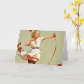 アーチェリーピンアップガール カード (黄色い花)