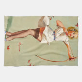 アーチェリーピンアップガール キッチンタオル (横)