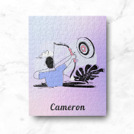 アーチェリーブルズアイ&アーチャーモダングラデーション&名前 ジグソーパズル