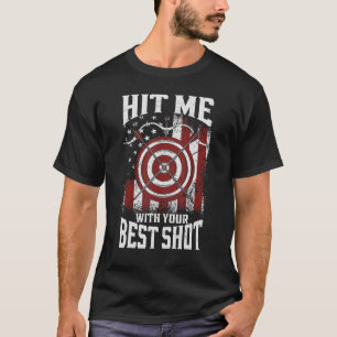 アーチェリーボウアーチャーヴィンテージアメリカ国旗が私にヒット Tシャツ