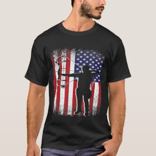 アーチェリーボウスポーツヴィンテージアートUsaフラッグアーカイリー Tシャツ