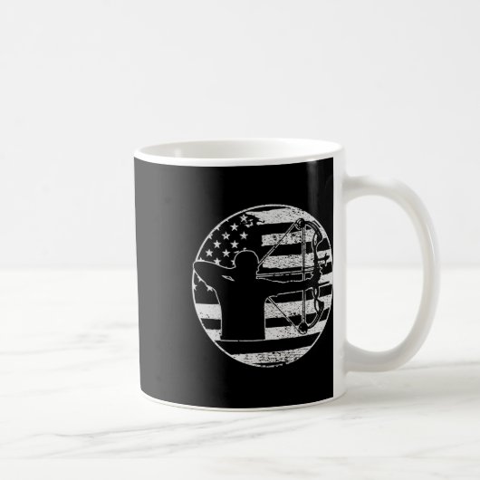 アーチェリーボウ狩りアメリカ国旗7月4日 コーヒーマグカップ (右)