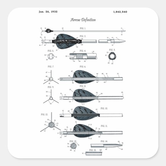 アーチェリー定義矢印 スクエアシール (正面)