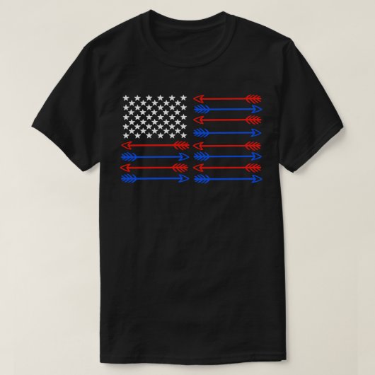アーチェリー射手USA国旗 Tシャツ (デザイン正面)