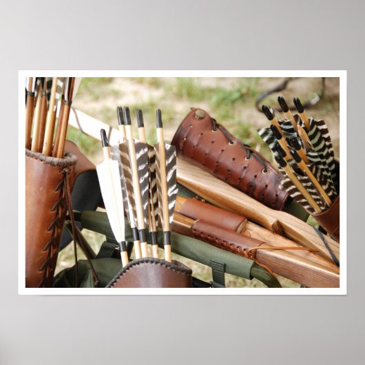 アーチェリー弓、矢と震え ポスター (正面)