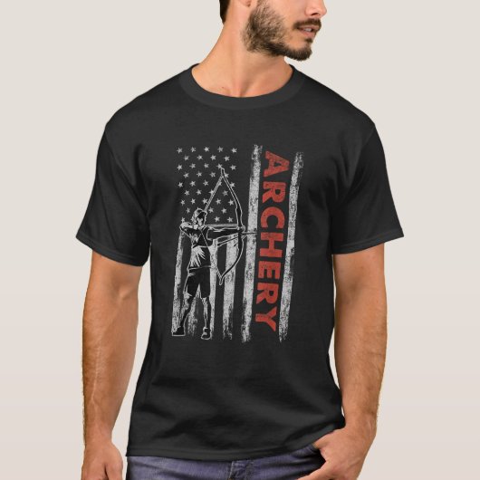 アーチェリー愛好家ヴィンテージアメリカ国旗7月G4日 Tシャツ (正面)