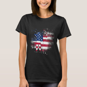 アーチェリー独立日愛国米国国旗 Tシャツ