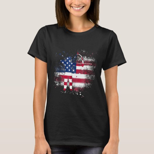 アーチェリー独立日愛国米国国旗 Tシャツ (正面)
