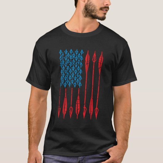 アーチェリー米国国旗の矢印 Tシャツ (正面)