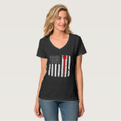アーチェリー赤矢動揺して弓米国国旗 Tシャツ (正面フル)