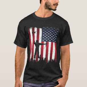 アーチェリー・アメリカ国旗7月4日愛国心のある芸術 Tシャツ