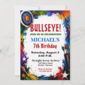 アーチェリー パーティー 誕生日 - 的中 Bullseye Bow and Arrow 招待状 (正面)
