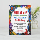 アーチェリー パーティー 誕生日 - 的中 Bullseye Bow and Arrow 招待状 (スタンド正面)