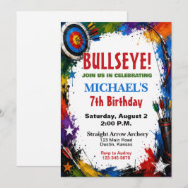 アーチェリー パーティー 誕生日 - 的中 Bullseye Bow and Arrow 招待状