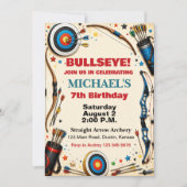 アーチェリー パーティー 誕生日 - 的中 Bullseye Bow and Arrow 招待状 (正面)