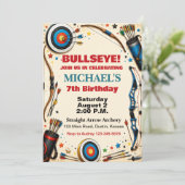 アーチェリー パーティー 誕生日 - 的中 Bullseye Bow and Arrow 招待状 (スタンド正面)