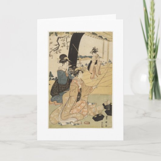 アーチェリーc. 1798年を練習している日本のな女性 カード (正面)