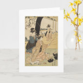 アーチェリーc. 1798年を練習している日本のな女性 カード (黄色い花)