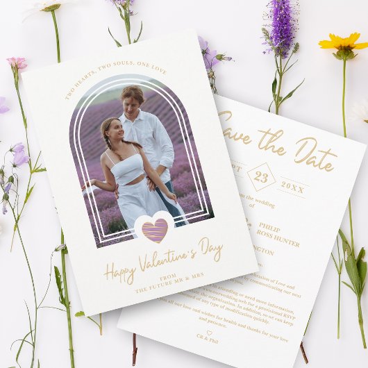 アーチエフェクトパープルハートハッピーバレンタインデー セーブザデート