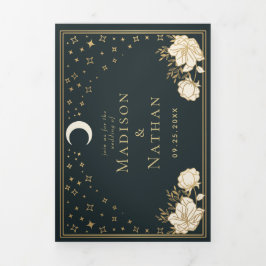 アーチエレガントアールヌーボー結婚ズ 三つ折り招待状