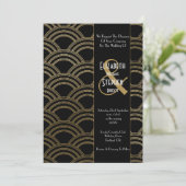 アーチエレガントギャツビーアールデコ1920年代ブラック&金ゴールド 招待状 (スタンド正面)
