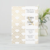 アーチエレガントギャツビーアールデコ1920年代ホワイト&金ゴールド 招待状 (スタンド正面)